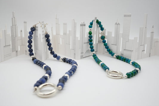 Juego Collar y Aretes Azul Plata