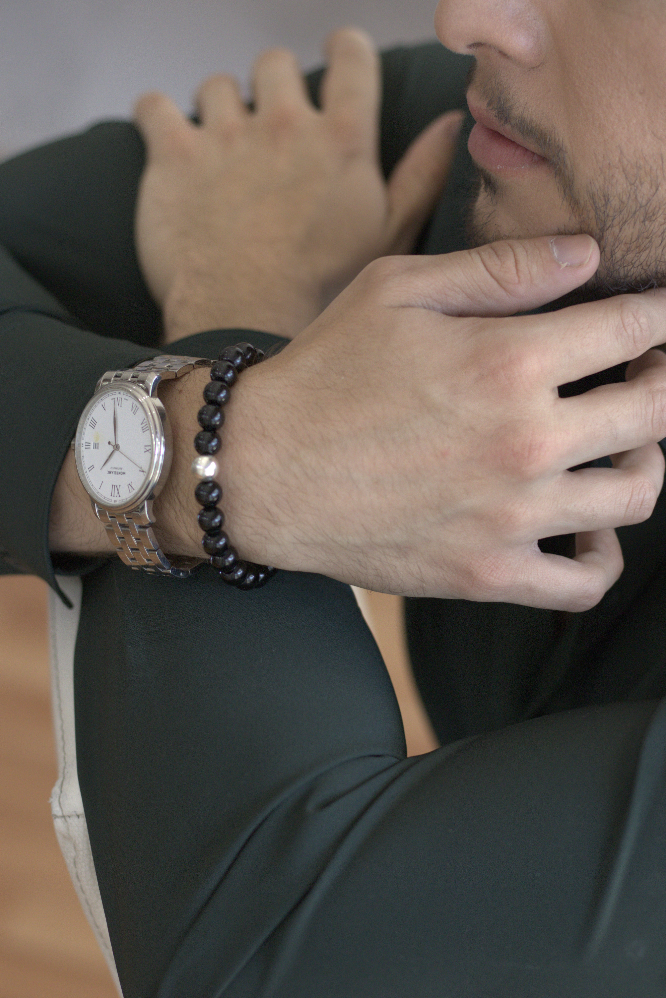 Pulsera Obsidiana Mate Plata