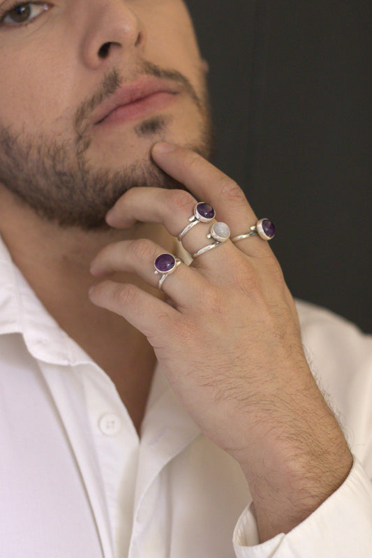 Anillo Piedra Luna Plata