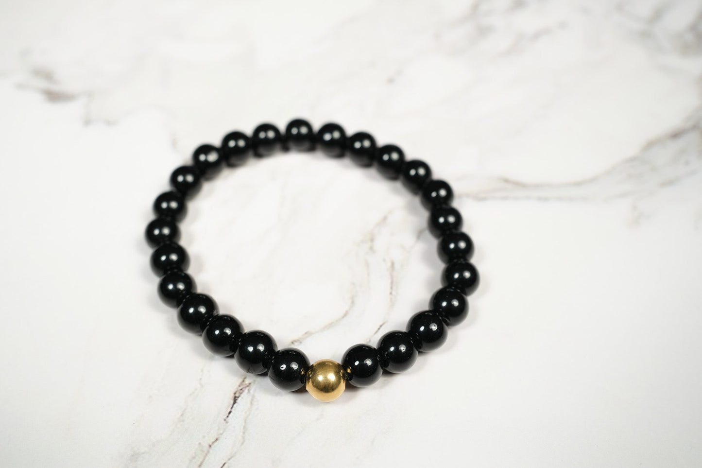 Pulsera Obsidiana Brillante Acero