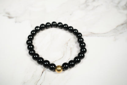 Pulsera Obsidiana Brillante Acero