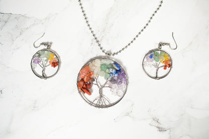 Collar Árbol Vida 7 Cuarzos Plata