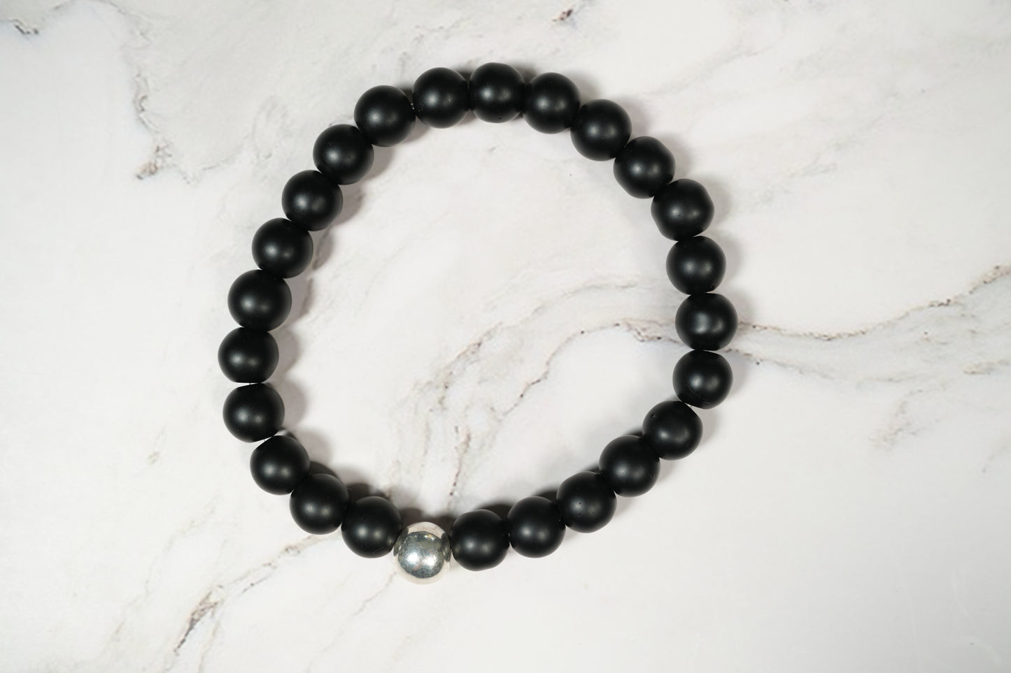 Pulsera Obsidiana Mate Plata