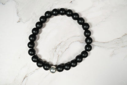 Pulsera Obsidiana Mate Plata