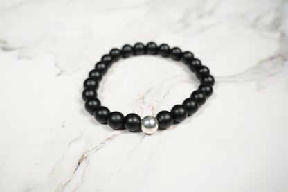 Pulsera Obsidiana Brillante Plata