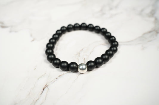 Pulsera Obsidiana Brillante Plata